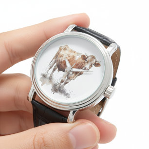 Rustic Farmhouse Cow Portrait  Watch