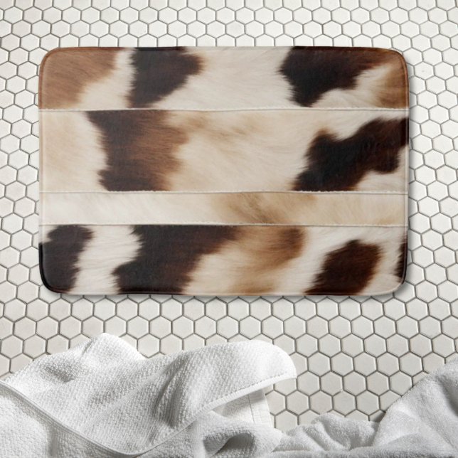 Rustic Farmhouse Cow Print Cowboy Western Country  Bath Mat (Rustic Farmhouse Cow Print Cowboy Western Country Bath Mat)