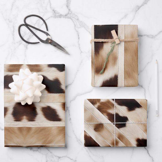 Rustic Farmhouse Cowboy Western Country Cow Print  Wrapping Paper Sheet (Front)