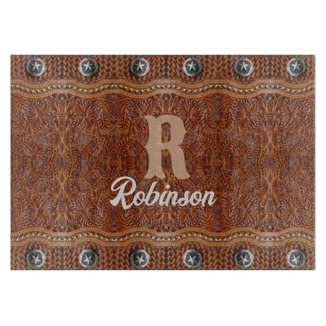 Rustic Farmhouse Cowboy Western Country Pattern  Cutting Board (Front)