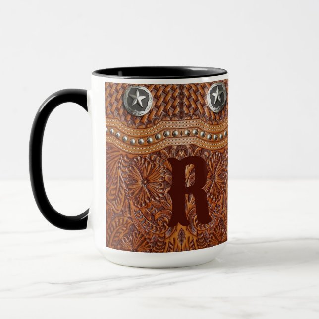 Rustic Farmhouse Cowboy Western Country Pattern  Mug (Left)