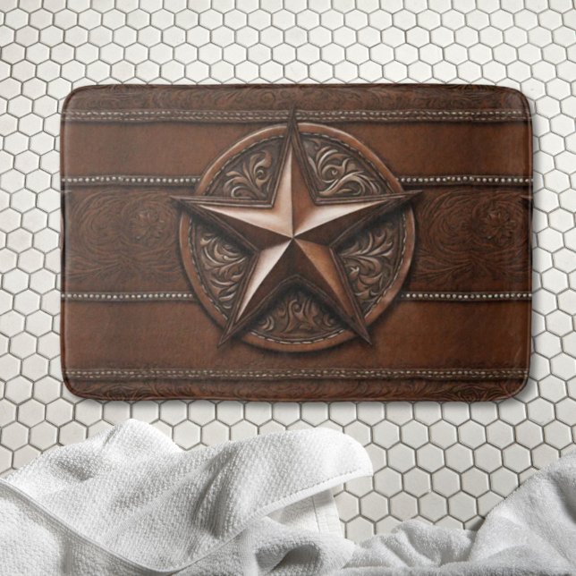 Rustic Farmhouse Cowboy Western Country Texas Star Bath Mat (Rustic Farmhouse Cowboy Western Country Texas Star Bath Mat)