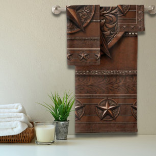 Rustic Farmhouse Cowboy Western Country Texas Star Bath Towel Set