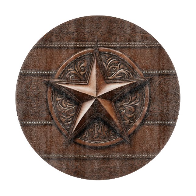 Rustic Farmhouse Cowboy Western Country Texas Star Cutting Board (Front)