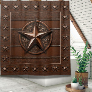 Rustic Farmhouse Cowboy Western Country Texas Star Shower Curtain