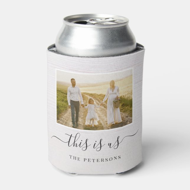 Rustic Farmhouse Custom Caption Photo Can Cooler (Can Front)