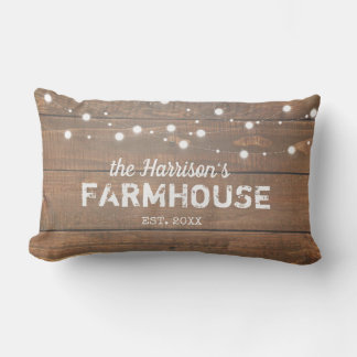 Rustic Farmhouse Custom Family Name Lumbar Pillow