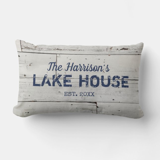 Rustic Farmhouse Custom Family Name Throw Pillow (Front)