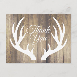 Rustic Farmhouse Deer Antlers Thank You Postcard