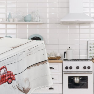 Rustic Farmhouse Distressed Wood Red Truck Tablecloth