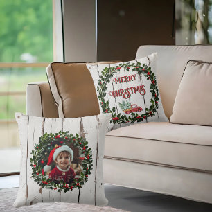 Rustic Farmhouse Distressed Wood Throw Pillow