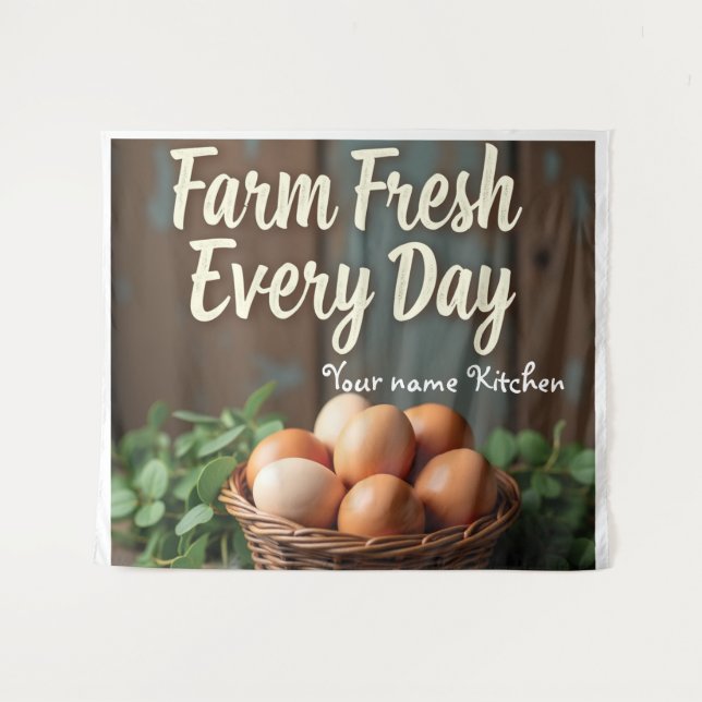 Rustic Farmhouse Eggs Wall Art Print Tapestry (Front (Horizontal))