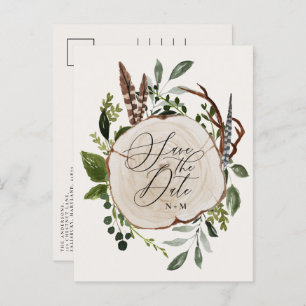 Rustic farmhouse elegant wedding  announcement postcard