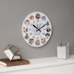 Rustic Farmhouse Family Photo Collage Monogram Large Clock<br><div class="desc">Looking for the perfect custom clock? Our chic family name 12 photo collage clock is the perfect way to cherish those memories forever. Elegant family initial monogram in modern calligraphy script, and established date on a rustic farmhouse style wooden plank background. This keepsake makes a wonderful gift for any occasion:...</div>