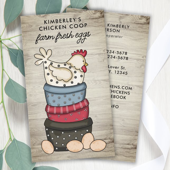 Rustic Farmhouse Farm Fresh Eggs Chicken Egg Business Card (Creator Uploaded)