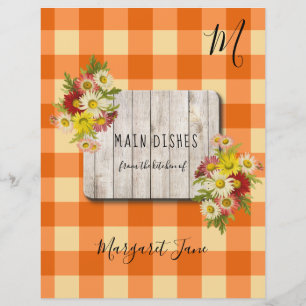 Rustic farmhouse gingham recipe organiser divider