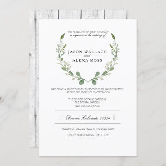 Rustic Farmhouse Greenery | Elegant Wedding Invitation