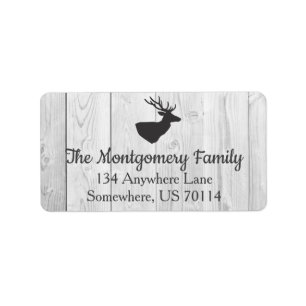 Rustic Farmhouse Grey Deer & White Wood Planks Label