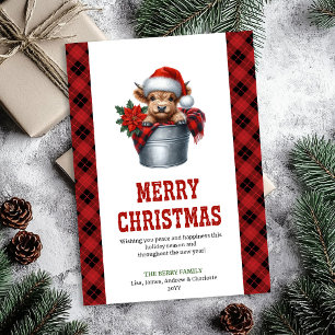 Rustic farmhouse highland cow Christmas card