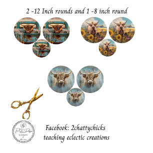Rustic Farmhouse Highland Cows 12&8 inch rounds  Wrapping Paper Sheet