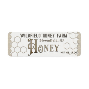 Rustic Farmhouse Honeycomb Scalloped Kraft Honey Return Address Label