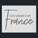 Rustic Farmhouse I See London I See France Wood Faux Canvas Print<br><div class="desc">Rustic Farmhouse I See London I See France White Wood Bath art with hand-lettered look fonts and simple minimal text on white washed wood background. A country chic design to brighten up the mood in your bathroom! Funny bathroom farmhouse country decor.</div>