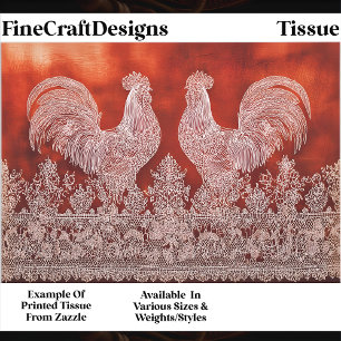 Rustic Farmhouse Lace Roosters EJ9 Decoupage Tissue Paper