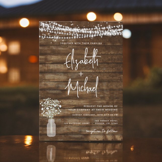 Rustic Farmhouse Lights Wedding Invitation (Creator Uploaded)