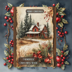 Rustic Farmhouse Magic Christmas Woodland Country  Holiday Card