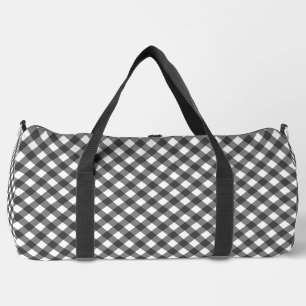 Rustic Farmhouse Monochrome Buffalo Check Geometri Duffle Bag