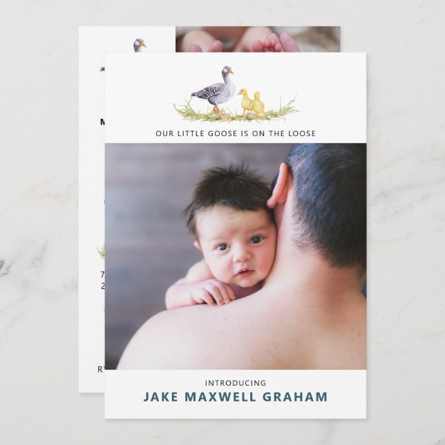 Rustic Farmhouse | Mother Goose Birth Announcement (Front/Back)