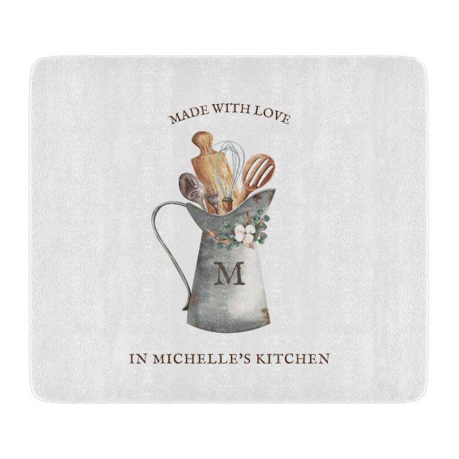 Rustic Farmhouse Name Cutting Board (Front)