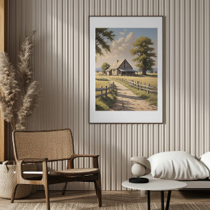 Rustic Farmhouse Oilpainting Poster