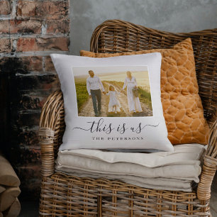Rustic Farmhouse Personalized Photo Throw Pillow