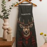 Rustic Farmhouse Plaid Deer And Green Apron<br><div class="desc">Embrace the cosy charm of the countryside with our Rustic Farmhouse Plaid Deer And Green design. This delightful pattern features a majestic deer silhouette against a backdrop of classic plaid in warm, earthy tones. Perfect for adding a touch of rustic elegance to your home decor or accessorising with a country-inspired...</div>