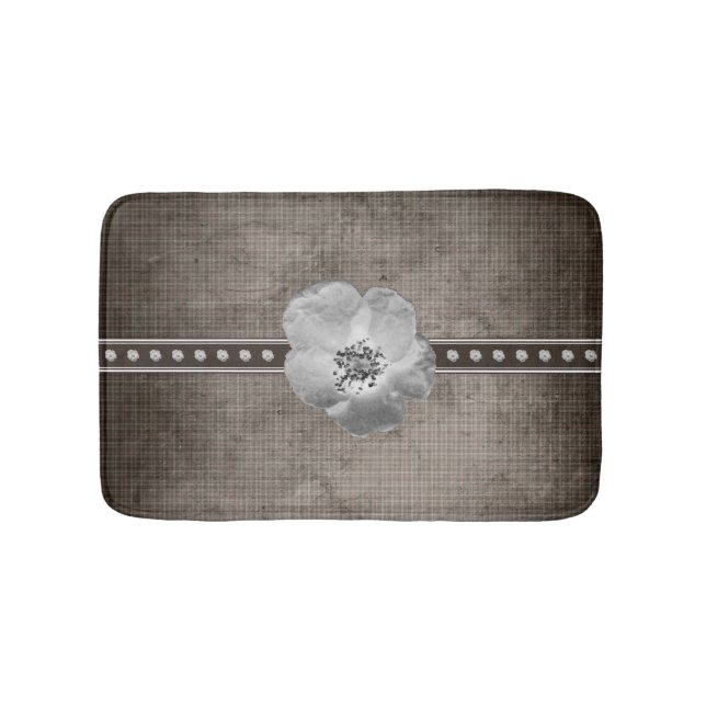 Rustic Farmhouse Plaid Flower Bath Mat (Front)