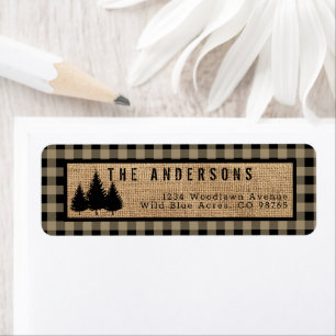 Rustic Farmhouse Plaid Woods Return Address Label