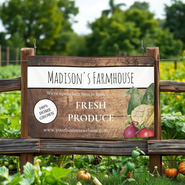 Rustic Farmhouse Produce Farm Business Banner (Creator Uploaded)