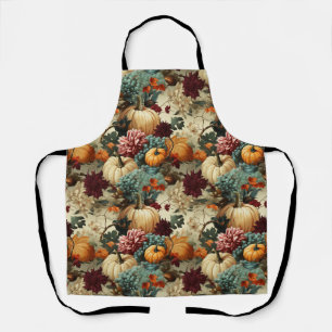 Rustic Farmhouse Pumpkin Orange Floral Vintage Apron