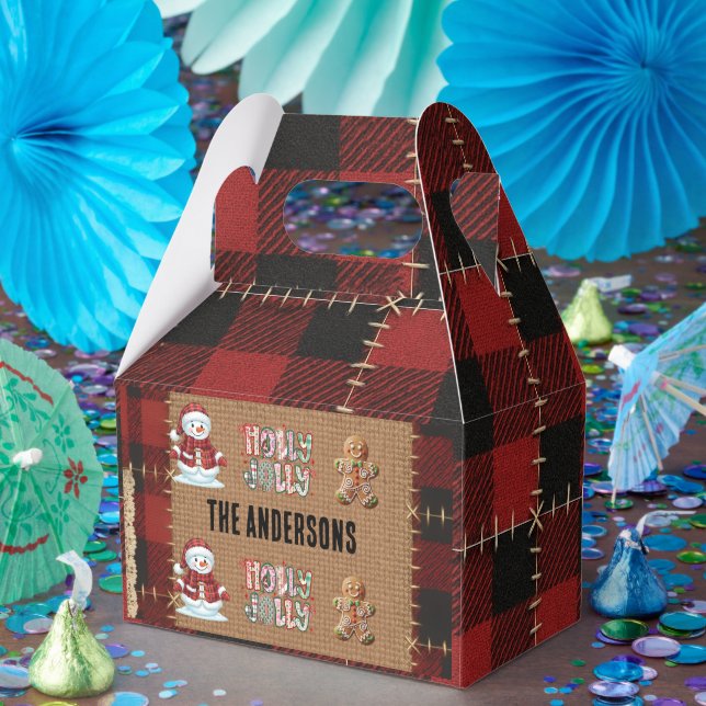 Rustic Farmhouse Red Buffalo Plaid Christmas  Favour Box (Party)