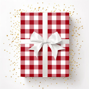 Rustic Farmhouse Red Checks Pattern Wrapping Paper
