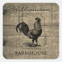 Rustic Farmhouse Rooster Barn Wood Family Name 