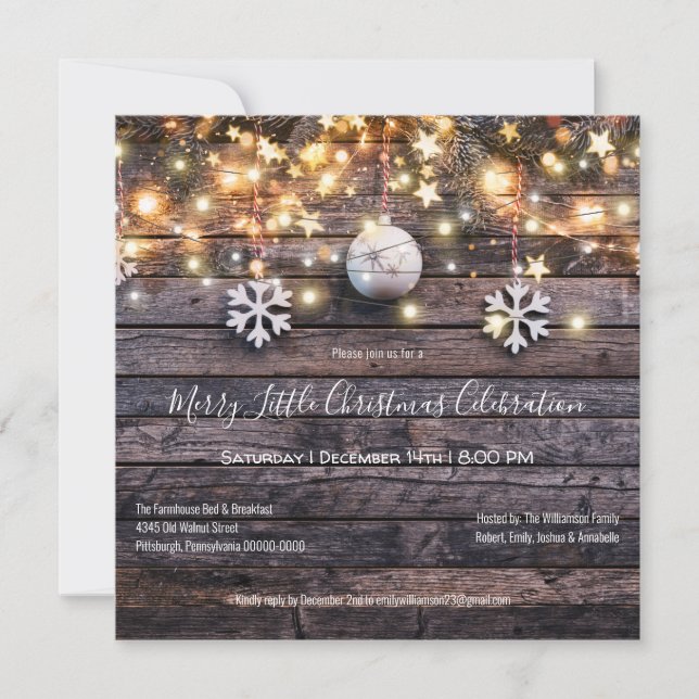 Rustic Farmhouse Rustic Wood Stars Christmas Party Holiday Card (Front)
