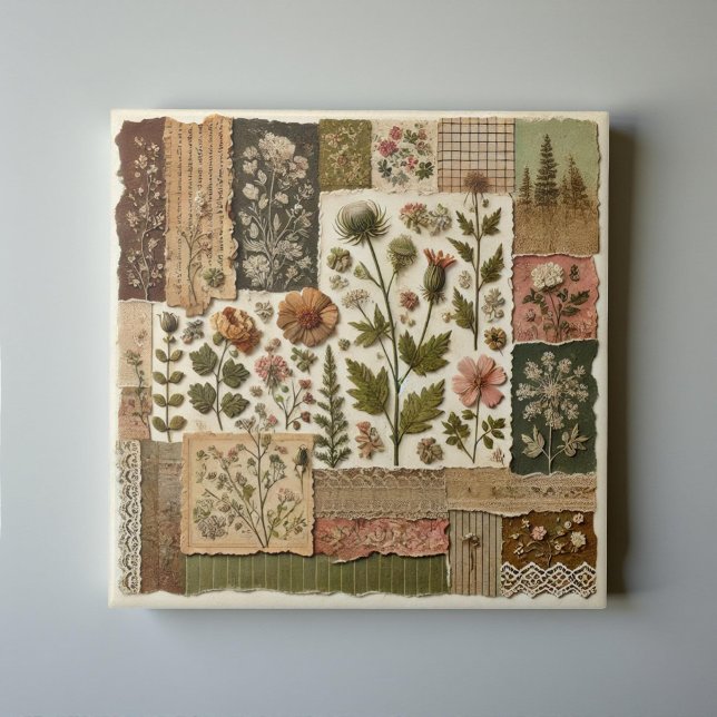 Rustic Farmhouse Sage Green Patchwork Quilt Floral Ceramic Tile (Creator Uploaded)