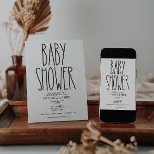 Rustic Farmhouse Simple Baby Shower Invite 