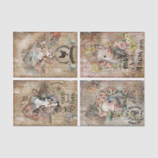 Rustic Farmhouse Spring Barn Animals Collage Tissue Paper