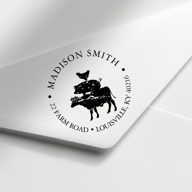 Rustic Farmhouse Stacked Farm Animals Country Self-inking Stamp (Creator Uploaded)