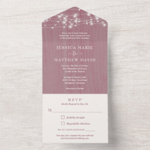 Rustic Farmhouse String Lights Wedding All In One Invitation