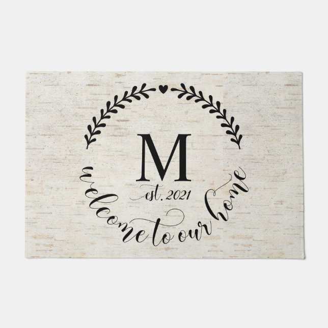 Rustic Farmhouse Style Monogrammed Wood  Doormat (Front)