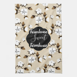 Rustic Farmhouse Sweet Farmhouse Cotton Flowers Tea Towel